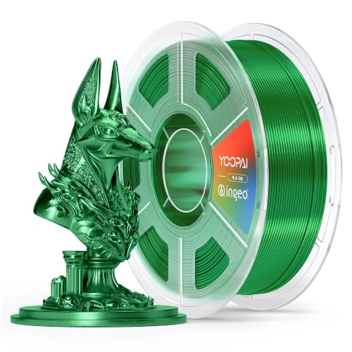 YOOPAI Green Silk PLA Filament 1.75mm, Luxury Chrome-Like Mirror Shine, Premium Silk Smooth Finish, Reliable Consistent Printing 3D Printer Filament, 1kg Spool(2.2lbs) - color: B-silkpla-1kg-b-green