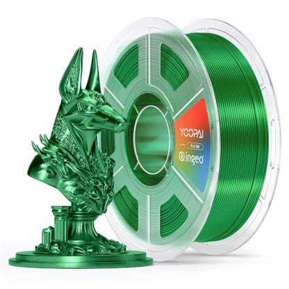 YOOPAI Green Silk PLA Filament 1.75mm, Luxury Chrome-Like Mirror Shine, Premium Silk Smooth Finish, Reliable Consistent Printing 3D Printer Filament, 1kg Spool(2.2lbs) - color: B-silkpla-1kg-b-green
