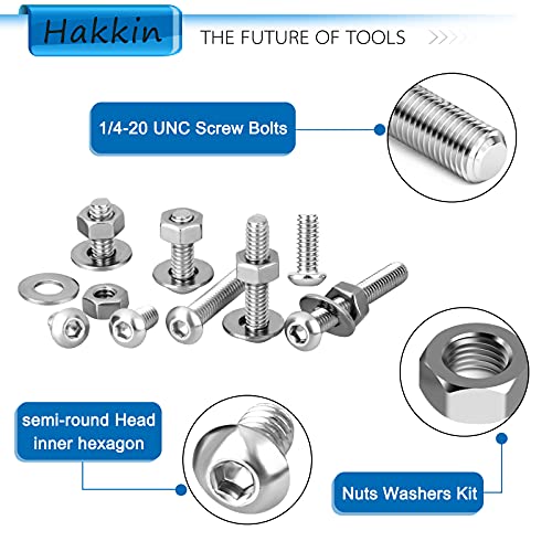 Hakkin 330pcs SAE 1/4-20 UNC Hex Socket Button Head Cap Screw Bolts Flat Washers Nuts Assortment Kit 304 Stainless Steel, 8 Sizes (Length 3/8" to 2"), Machine Screws Set with Storage Case - size: F. 1/4