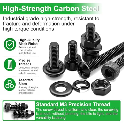 Twidec/2325PCS M3 Screws Assortment Kit,Hex Socket Head & Phillips Pan Head - color: 2325PCS