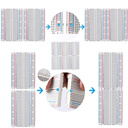 breadboard Set Prototype Board - 6 PCS 400 Pin Solderless Board Kit for Raspberry pi and Arduino Project