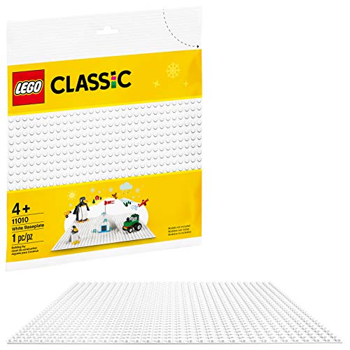 LEGO Classic White Baseplate 11010 Creative Toy for Kids, Great Open-Ended Imaginative Play Builders (1 Piece) - style: Plastic package