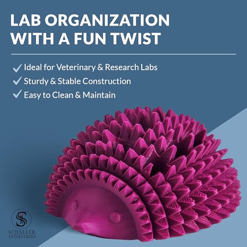 S I Schaller Industries Hedgehog Test Tube Holder, 13mm - Veterinary Blood Test Tube Rack, Holds 12 Vials, Compact Fun Design Organizer for Veterinary and Research Lab Use - Grape - color: Grape, size: 13mm Tubes