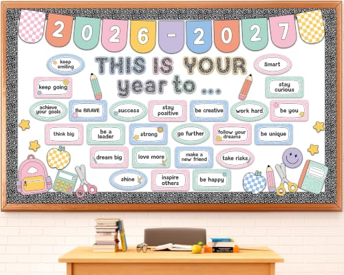 This is Your Year to Bulletin Board Set Composition Notebook Classroom Decoration Welcome Back to School 2026 New Year Cutouts for School Office Chalkboard Wall Door Learning Activities Decor Supplies - style: This is Your New Year to 2026-2027