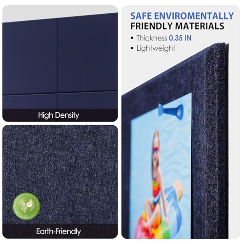 MaxGear Felt Bulletin Board 48" x 36", Dark Blue Felt Wall Tiles Wall Decor - color: Dark Blue, size: 48" x 36"