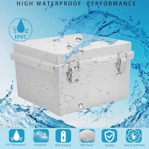 Waterproof Outdoor Electrical Box Junction Box Weatherproof IP67 ABS Plastic Enclosure Switch Router Project Box with Mounting Plate with Wall Bracket 2 Cable Glands Grey 8.27" x 8.27" x 5.12" - color: Grey, size: 8.27" x 8.27" x 5.12" 1pc