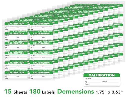 Self-Laminating Calibration Labels, 1.75''×0.63'', Waterproof Indoor/Outdoor Inspection Stickers for Metal & Plastic, Removable Residue-Free Adhesive, NIST/ISO-9000 Compliant, 180-Pack - size: 1.75 X 0.63 Inches