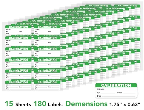Self-Laminating Calibration Labels, 1.75''×0.63'', Waterproof Indoor/Outdoor Inspection Stickers for Metal & Plastic, Removable Residue-Free Adhesive, NIST/ISO-9000 Compliant, 180-Pack - size: 1.75 X 0.63 Inches