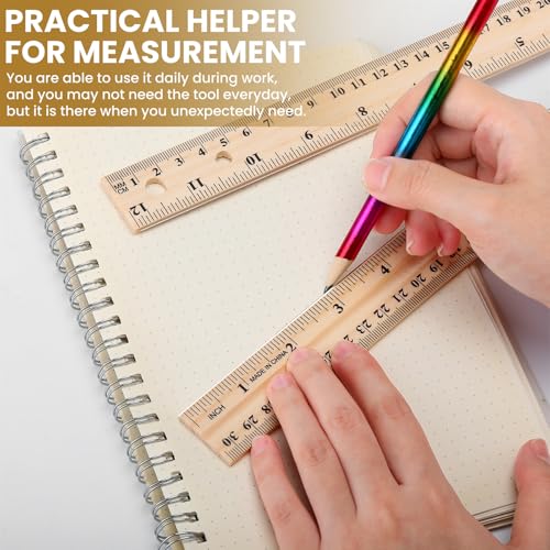AmazingSpark 12 Pack Wood Rulers Dual Scale Student Ruler 12 Inch/30 cm