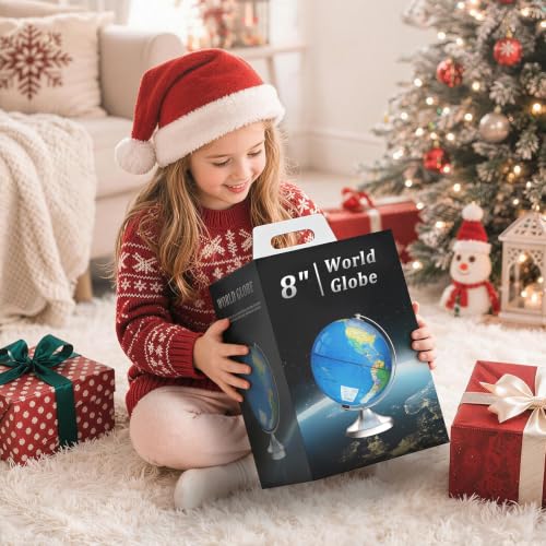 8" World Globe for Kids & Adults with Stable Heavy Metal Base