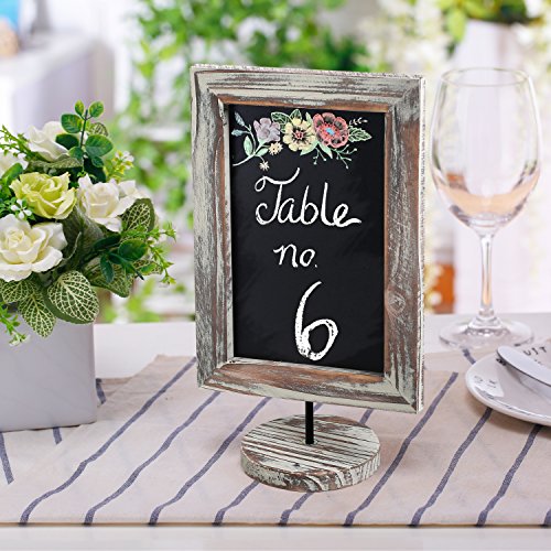 MyGift Set of 3 Rustic Wood Tabletop Chalkboard Signs with Round Bases - color: Torched Wood, Set of 3