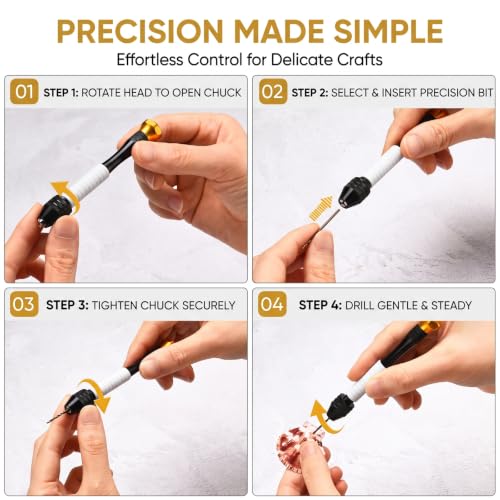 Pin Vise Hand Drill Manual, 22pc Micro Drill Bits 0.6-2.5mm Jewelry Resin
