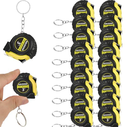 18 Pack Small Tape Measure Keychains - Mini Tape Measures Retractable,Pocket Measurement Tape Bulk Easy Read 3 Feet - color: Yellow