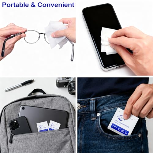 ARCHXX 400 Count Lens Wipes for Eyeglasses, +1 Clip-On Pouch Microfiber Lens Cleaner, Individually Wrapped Pre-Moistened Eye Glasses Cleaner Wipes for Glasses, Sunglasses, Camera Lenses, Streak-Free