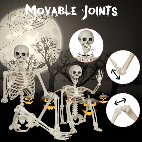 breesky 5.4Ft & 3Ft Skeleton for Halloween Decoration - color: Stone White