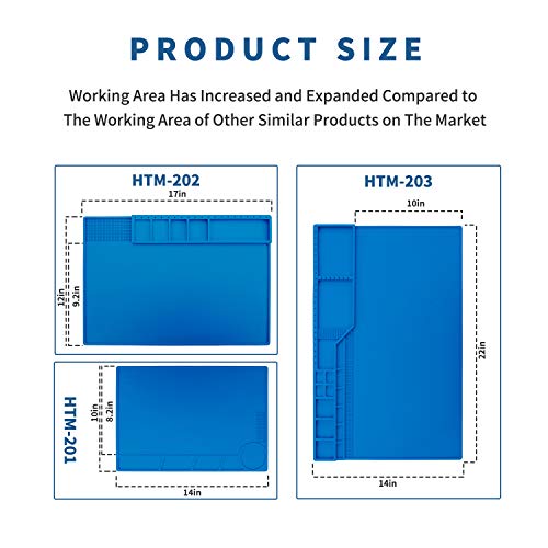 Hengtianmei Heat Insulation Silicone Repair Mat with Scale Ruler and Screw Position for Soldering Iron, Phone and Computer Repair Size: 14 x 10 Inches (H-201) - size: H-201