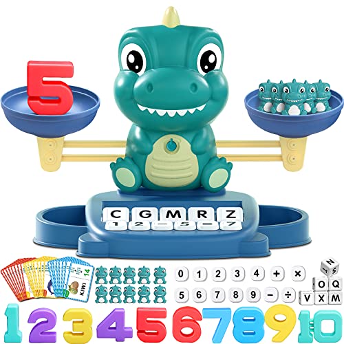 Kaodezhu Dinosaur Math Balance Toys, Montessori Toys for 3 Years Old Kids - color: Advanced Green