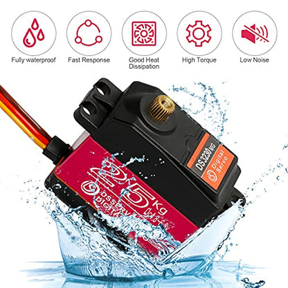 25KG Waterproof Metal Gear RC Servos, 2-Pack, 180° - style: 2Pcs 25kg