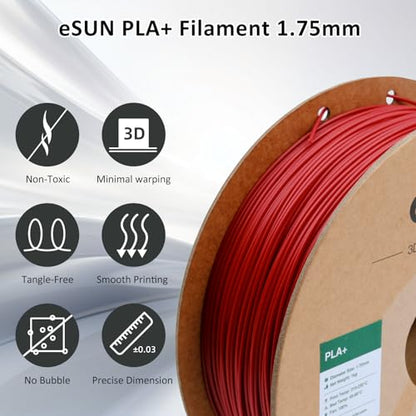 eSUN PLA+ Filament 1.75mm 1KG Fire Engine Red, 3D Printer Filament - color: 1kg-fire Engine Red