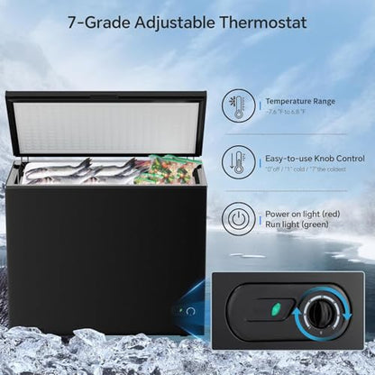 Kismile 7.0 Cubic Feet Chest Freezer, Deep Freezer for Home, Black - color: Black, size: 7.0 Cu.ft