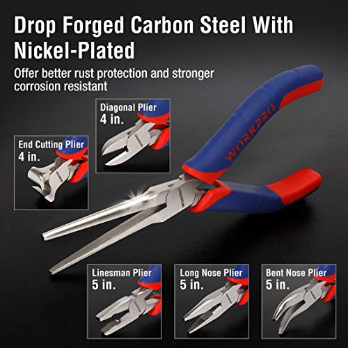 WORKPRO 6-piece Mini Pliers Set with Pouch - color: Blue