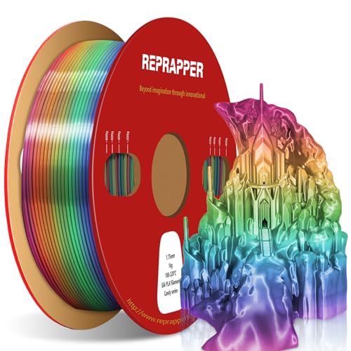 RepRapper Candy Rainbow PLA Filament, Shiny Multicolor Silk PLA 1.75 mm Filament (+-0.03 mm), Sparkle Fast Change Multi-color1 kg 3D Printer Filament for 3D Printer - color: 8 Candy Rainbow-1kg