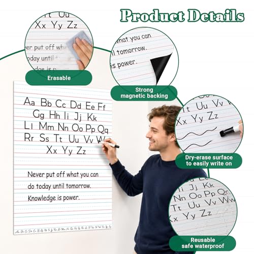 17 x 21 in Giant Magnetic Notebook Paper, Classroom Dry Erase Lined Sheet - size: Handwriting Paper - 21 x 17 in