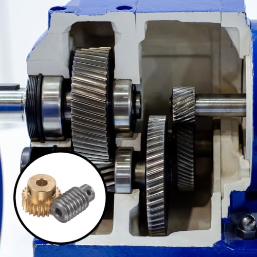 uxcell Worm Gear Set 25T 1 Module 25:1 Reduction Rate, 6mm/6mm Bore - size: 6mm/6mm Bore (1Mod 25T)