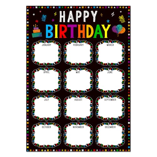 Fsaoor Happy Birthday Chart Poster for Classroom - Confetti Birthday Calendar Class Birthday Chart Posters for Bulletin Board Decorations Back To School Teacher Supplies - color: Happy Birthday