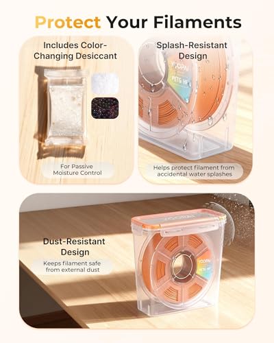 YOOPAI Pro Filament Storage Box – Precision-Fit Airtight Container for Single 1KG Spools, Flat-Lid Design for Stable Stacking, Premium Desiccant Moisture Control, 3D Printer Filament Storage 6 Pack