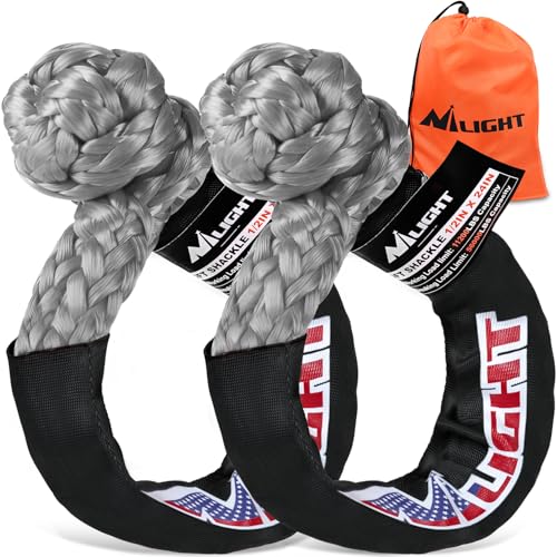 Nilight 2PCS Synthetic Soft Shackles 1/2" x 24" with Extra Sleeves - color: 2Pcs Soft Shackles Grey