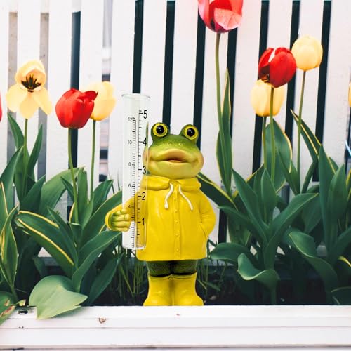 Resin Frog Rain Gauge Outdoor Weather Measurement Tool Garden Yard
