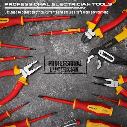 Insulated Screwdriver & Pliers Set: 14-Piece VDE Insulated Set 1000V Insulated Electrician Tool Set with Magnetic Phillips, Slotted Screwdrivers and Insulated Pliers - color: 14 Pcs Vde All-in-one - Pliers