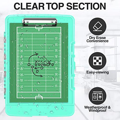 Sooez Original Clipboard with Dual Storage, Heavy Duty Clip Boards 8.5x11 - color: Turquoise