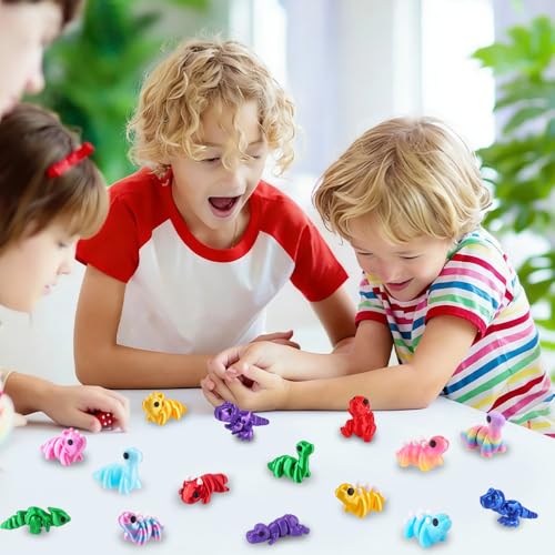 JOICEE 24Pcs 3D Printed Dinosaur Animals Mini Dinosaur Fidget Toys - color: Multicolor