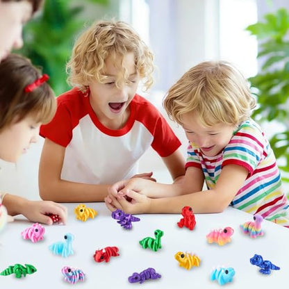 JOICEE 24Pcs 3D Printed Dinosaur Animals Mini Dinosaur Fidget Toys - color: Multicolor