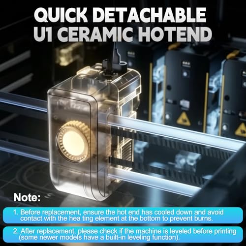 2PCS 0.4MM U1 Hotend for Snapmaker U1 Extruder, 24V 48W Fast Heating Ceramic Hot End with Hardened Steel Nozzle, Leak-Proof Integrated Design, with Brush Cleaning Needle Silicone Socks and Kit Tools - color: 2PCS