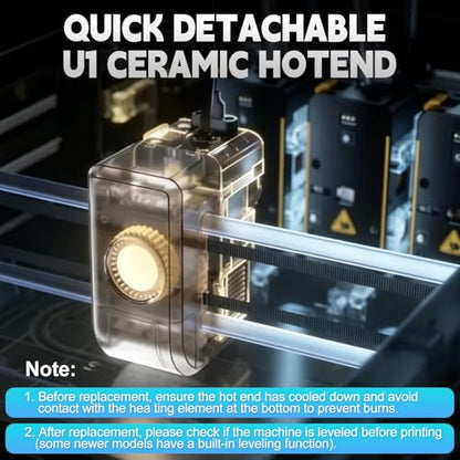 2PCS 0.4MM U1 Hotend for Snapmaker U1 Extruder, 24V 48W Fast Heating Ceramic Hot End with Hardened Steel Nozzle, Leak-Proof Integrated Design, with Brush Cleaning Needle Silicone Socks and Kit Tools - color: 2PCS