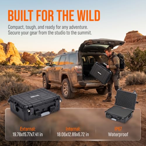 MEIJIA All Weather IP67 Waterproof Hard Camera Case,Hard Protective Case,Hard Case with Customizable Foam,Fit Use of Drones,Camera,Equipments,Pistols(Black,19.78x15.77x7.41inches) - color: Black, size: 19.78x15.77x7.41inches