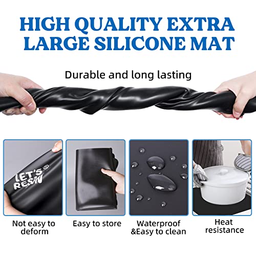 LET'S RESIN Extra Large Silicone Mat for Crafts,36''x24''Nonstick &Nonskid Heat-Resistant Silicone Crafts Mat, Easy Clean&Store Multipurpose Silicone Mat for Resin, DIY Art,Paint, Clay - size: 36" x 24"