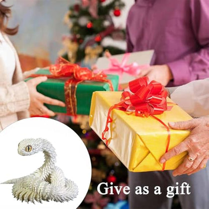 3D Printed Animals Set 3D Printed Snake Toys 3D Printed Articulated Flexible Fidget Toy 3D Printed Animals Exquisite Cute Pet Toy Children/Adults Fidget Toys (White, 17.7) - color: White, size: 17.7