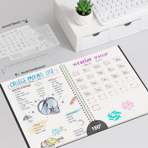 AHGXG Dotted Journal, Grid Spiral Notebook, 140 Pages, B5 (7.6" x 10") - color: Black, style: B5-Dotted
