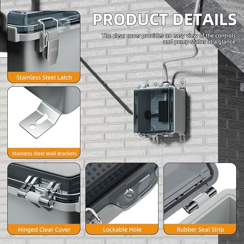 Joinfworld 6x6x4 Outdoor Electrical Box Weatherproof Junction Box - size: 5.9 x 5.9 x 3.5 inches