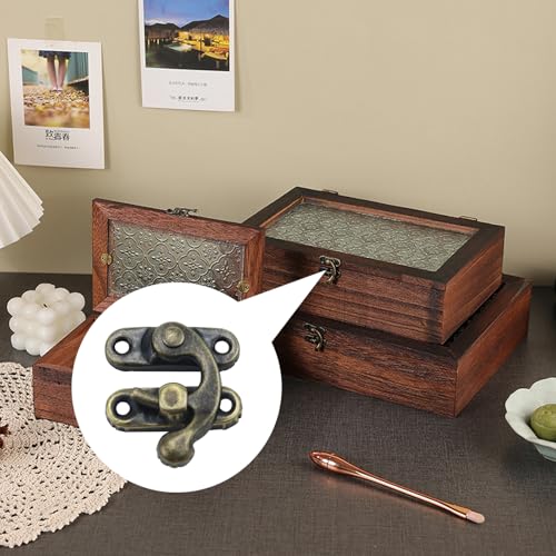 Antrader 40Pcs Mini Box Hinge, 20Sets Antique Right Latch Hasp for Wood Box - color: Bronze Tone, size: Small
