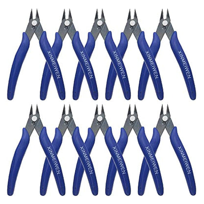 10Pack Wire Cutters Precision Electronic Flush Cutters Mini Cutting Pliers for Ultra-fine Cutting Needs (Blue) - color: Blue, size: 10Pack