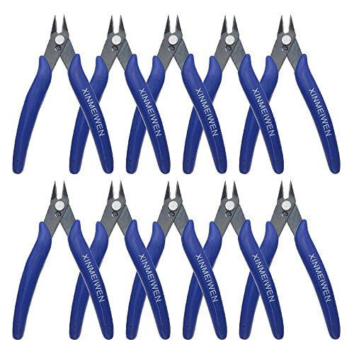 10Pack Wire Cutters Precision Electronic Flush Cutters Mini Cutting Pliers for Ultra-fine Cutting Needs (Blue) - color: Blue, size: 10Pack