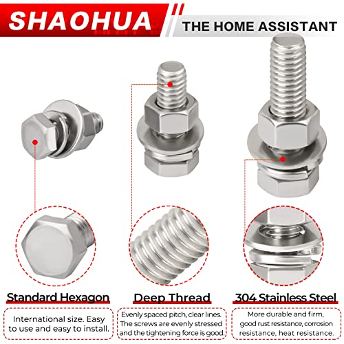 480PCS Metric Hex Head Bolt Assortment, M4 M5 M6 Machine Screw Assortment Kit, A2-70 304 Stainless Steel Hex Bolts and Nuts Kit, Assorted Nuts and Bolts Assortment Kit, Flat & Spring Lock Washers - size: G. M4 M5 M6