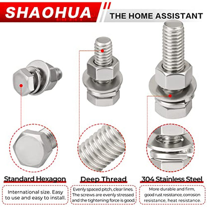 480PCS Metric Hex Head Bolt Assortment, M4 M5 M6 Machine Screw Assortment Kit, A2-70 304 Stainless Steel Hex Bolts and Nuts Kit, Assorted Nuts and Bolts Assortment Kit, Flat & Spring Lock Washers - size: G. M4 M5 M6