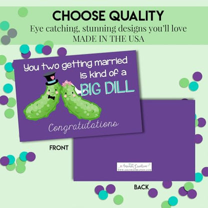 Amanda Creation Big Dill Card, 4x6 Blank Inside with Silver Envelope, Funny Wedding Card for Bride and Groom, Pickle Wedding Congratulations - style: Pickle
