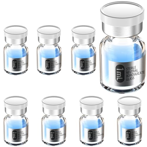 Biomed Solutions Empty Sterile Vial Sealed with Butyl Rubber Stopper and Flip Top Closure,Type 1 Borosilicate Glass Tubing,Individually Packed (1mL 8Pcs Clear) - size: 1mL 8Pcs Clear